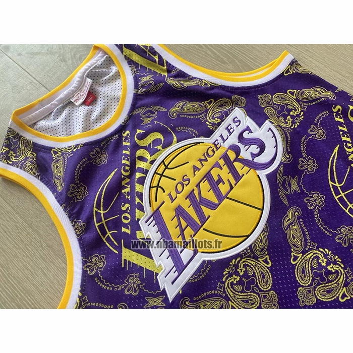 Maillot Los Angeles Lakers Kobe Bryant NO 24 Mitchell & Ness 2007-08 Volet2